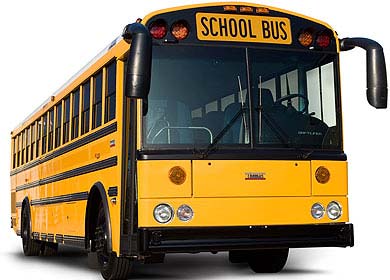 Photo of front of a yellow school bus
